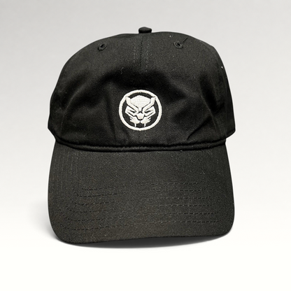 Raree Finds official Marvel Black Panther movie promo strapback hat in black with an embroidered mask logo