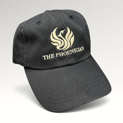 Raree Finds black cotton strapback hat featuring The Phoenician Scottsdale golf club logo embroidery
