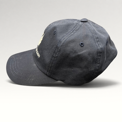 Raree Finds black cotton strapback dad cap with embroidered The Phoenician Scottsdale golf club logo and curved brim