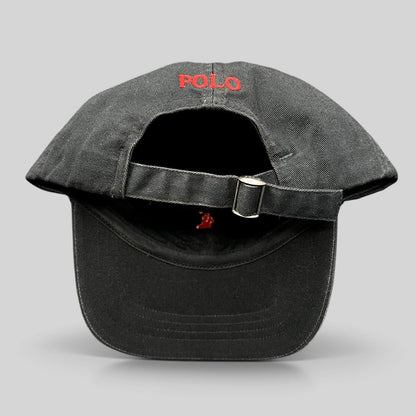 Raree Finds black Polo Ralph Lauren cotton strapback cap with red POLO embroidery on the adjustable back strap