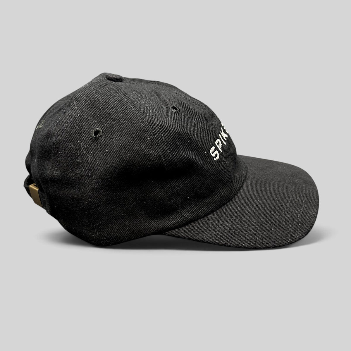 Raree Finds vintage black brushed cotton Spike DDB creative agency strapback hat with brass buckle