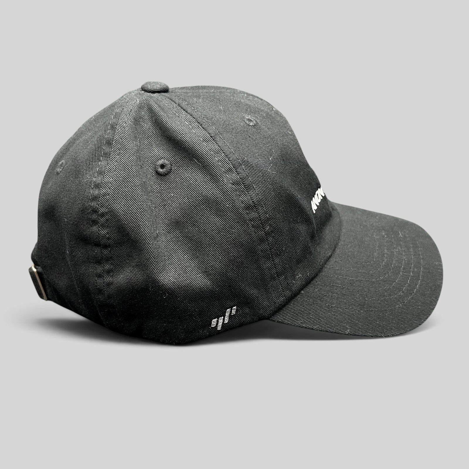 Raree Finds black Yupoong dad cap with white embroidered Silk Road Anonymous Market text on the side