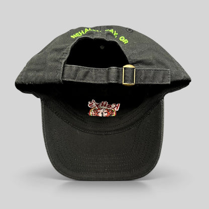 Raree Finds black cotton strapback hat with Nehalem Bay, OR embroidery and adjustable brass buckle on back