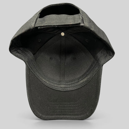 Raree Finds black The Boring Company strapback hat interior view showing adjustable closure and structured cotton crown