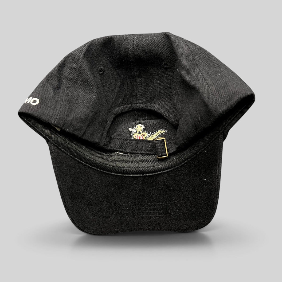 Raree Finds black cotton strapback hat featuring an embroidered Anheuser-Busch A and Eagle logo on the back strap