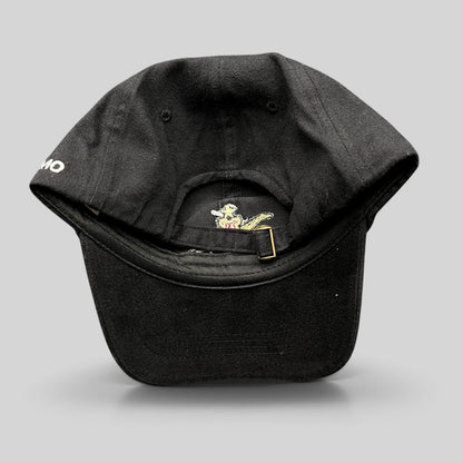 Raree Finds black cotton strapback hat featuring an embroidered Anheuser-Busch A and Eagle logo on the back strap