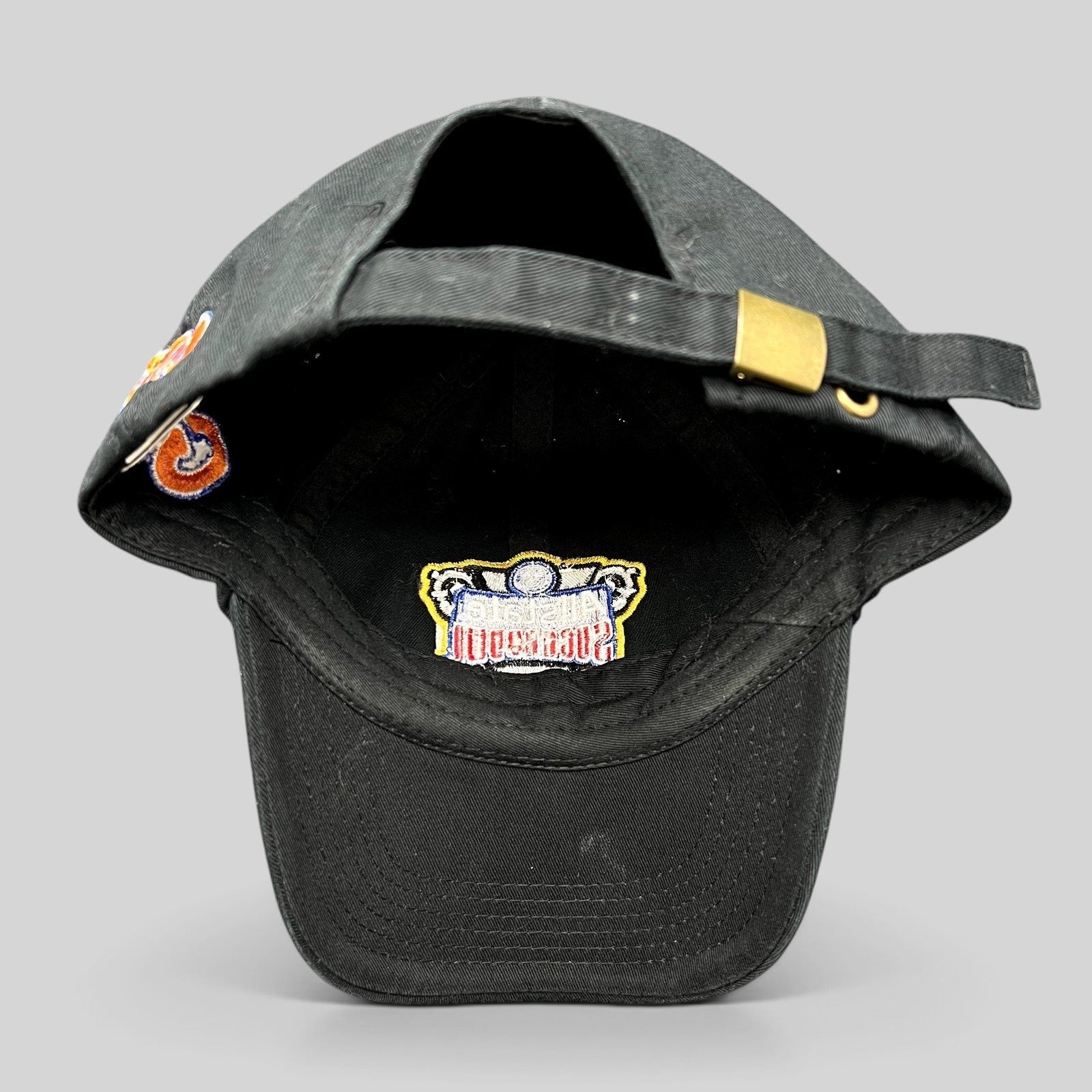 Raree Finds black Bayou Apparel strapback hat featuring an embroidered Sugar Bowl logo and Florida Gators side patch.