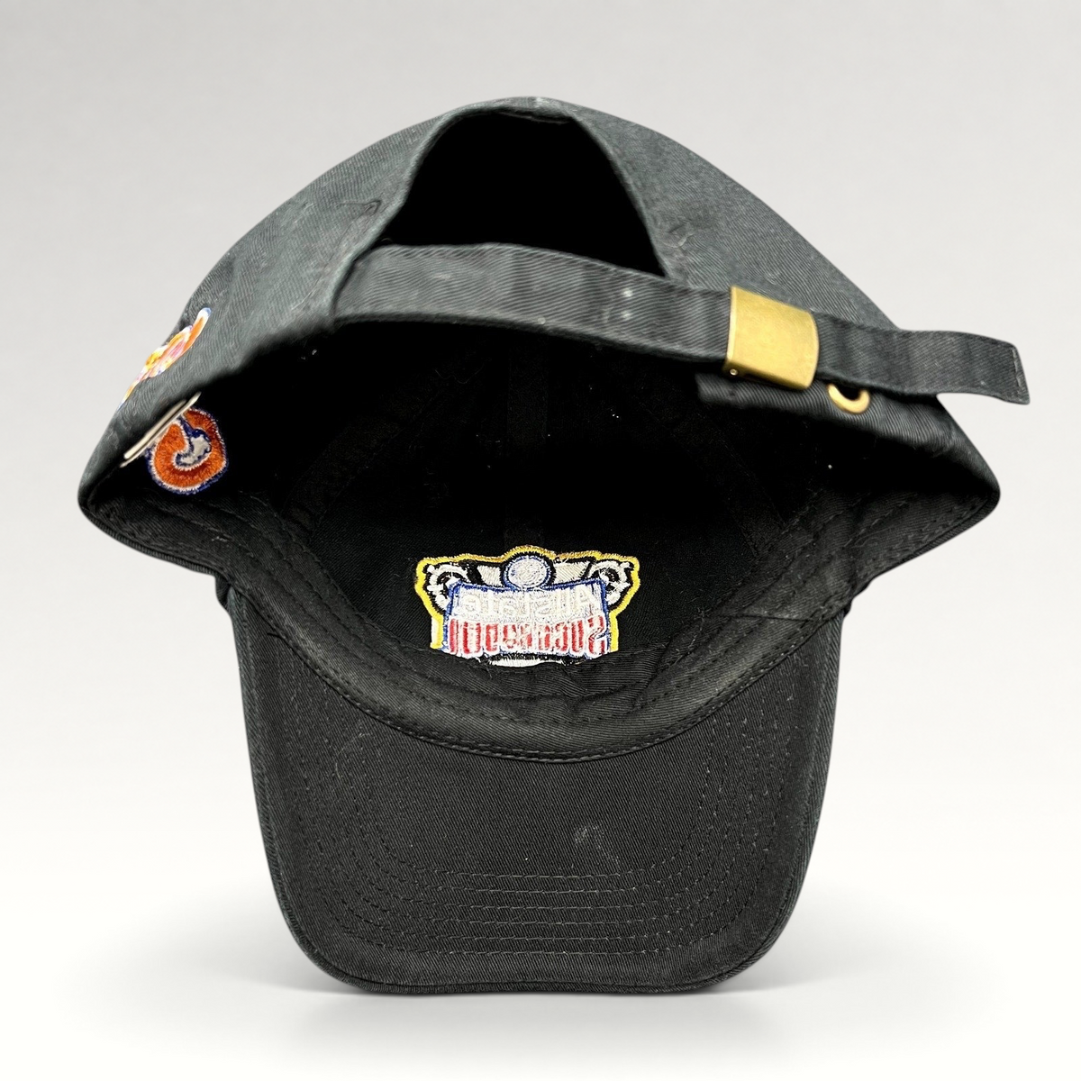 Raree Finds black Bayou Apparel strapback hat featuring an embroidered Sugar Bowl logo and Florida Gators side patch.