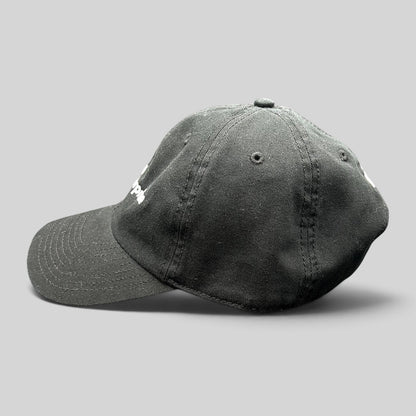 Raree Finds black TikTok US Enterprise Team strapback hat with curved brim and embroidered logo, side profile view.