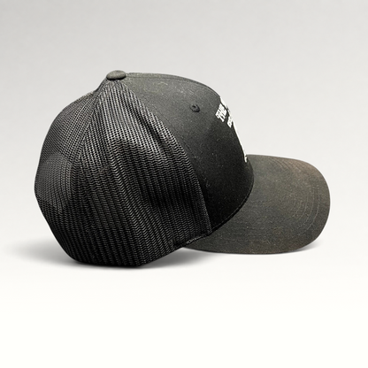 Raree Finds black Yupoong trucker snapback hat with The Talpa Est. 1962 embroidered cactus logo and mesh back