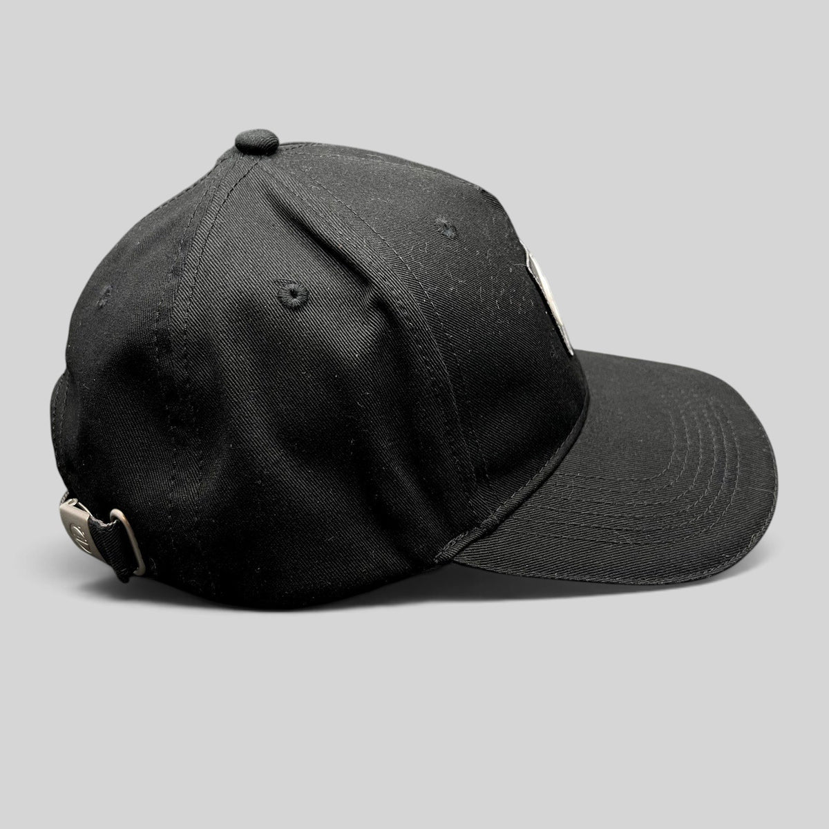 Raree Finds black organic cotton Volvo Iron Mark adjustable cap with brushed metal buckle and side Swedish flag tag