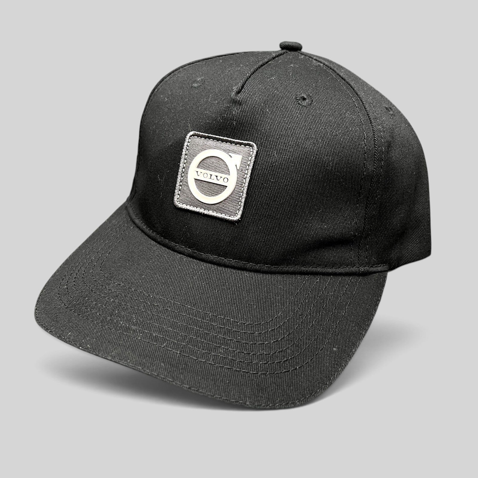 Raree Finds black organic cotton Volvo Iron Mark baseball cap with a raised rubber logo patch on the front