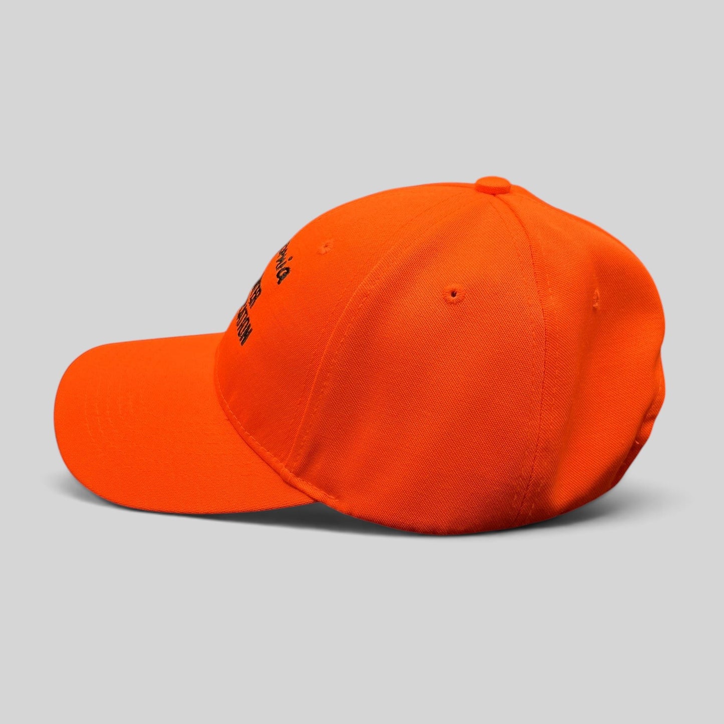 Raree Finds blaze orange California Hunter Education cap with structured crown and pre-curved visor