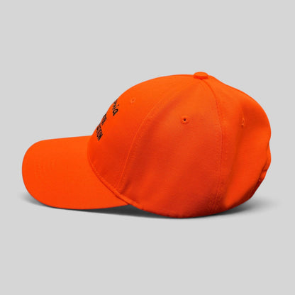 Raree Finds blaze orange California Hunter Education cap with structured crown and pre-curved visor