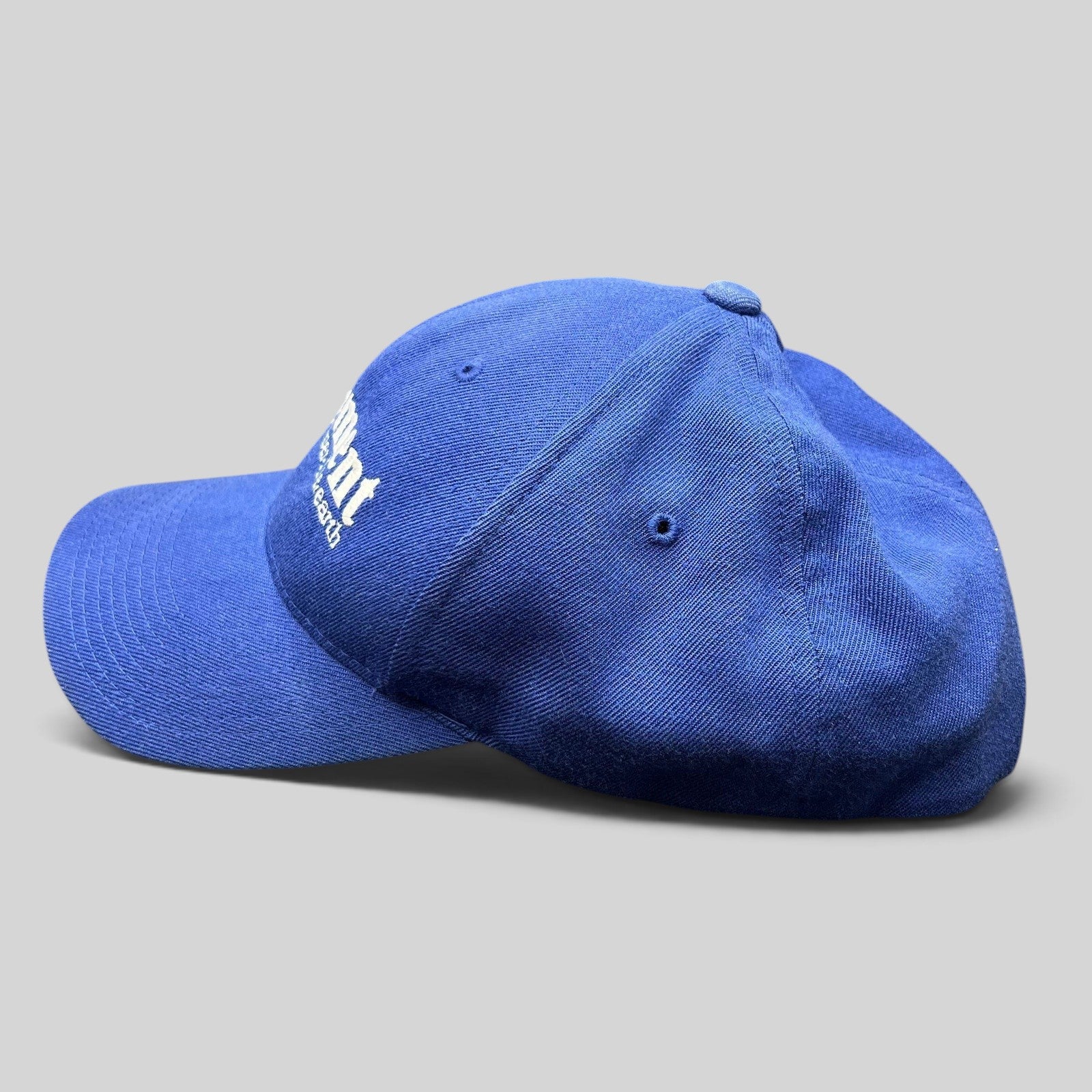 Raree Finds vintage blue Element Flexfit skate hat with white spellout logo and structured crown