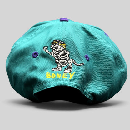 Raree Finds vintage 90s Nickelodeon Weinerville Boney snapback hat in teal and purple with embroidered puppet graphic