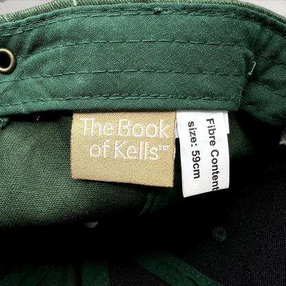 Raree Finds The Book of Kells dark green hat interior label showing size 59cm and official branding