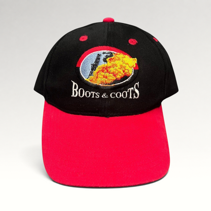 Raree Finds vintage Boots & Coots oilfield firefighter snapback hat with red brim and black crown