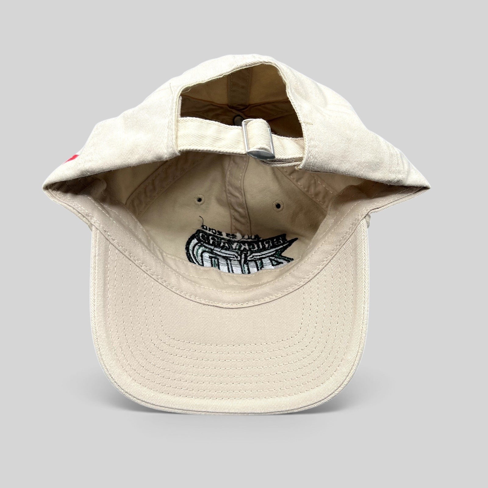 Raree Finds cream cotton 2010 Brickyard 400 NASCAR strapback hat with adjustable metal slider buckle