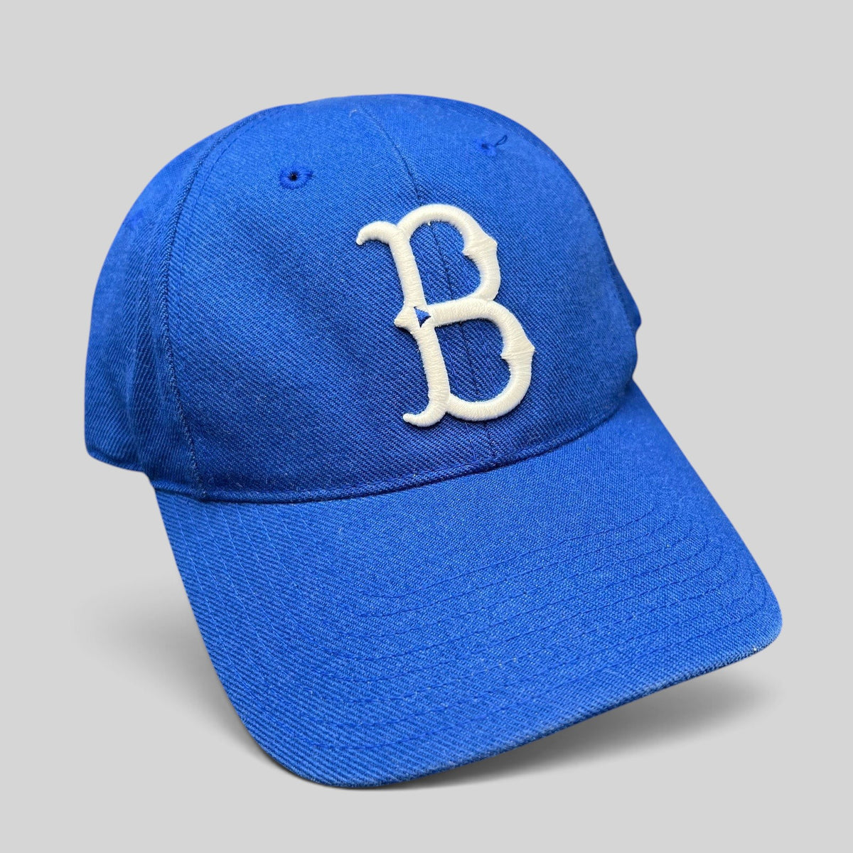Raree Finds vintage Brooklyn Dodgers royal blue wool blend fitted hat with white embroidered B logo