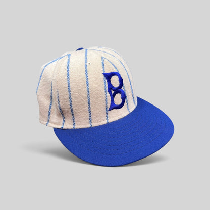 Raree Finds vintage American Needle Brooklyn Dodgers wool pinstripe baseball cap with blue B logo and royal blue brim