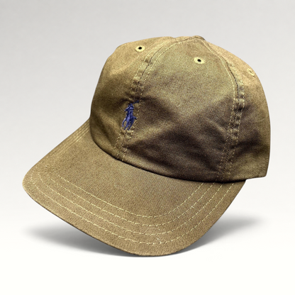 Raree Finds brown cotton Polo Ralph Lauren strapback cap with an embroidered navy pony logo on the front