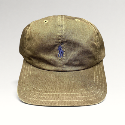 Raree Finds Polo Ralph Lauren brown cotton strapback cap with an embroidered navy pony logo on the front