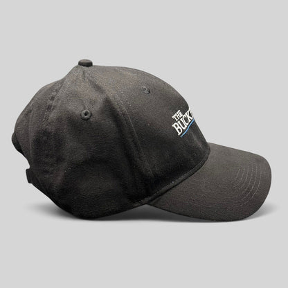 Raree Finds black cotton strapback hat with The Bucket List movie embroidery and blue underline detail