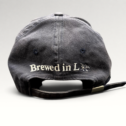 Raree Finds vintage Budweiser strapback hat with Brewed in L.A. embroidery on the back in black cotton twill