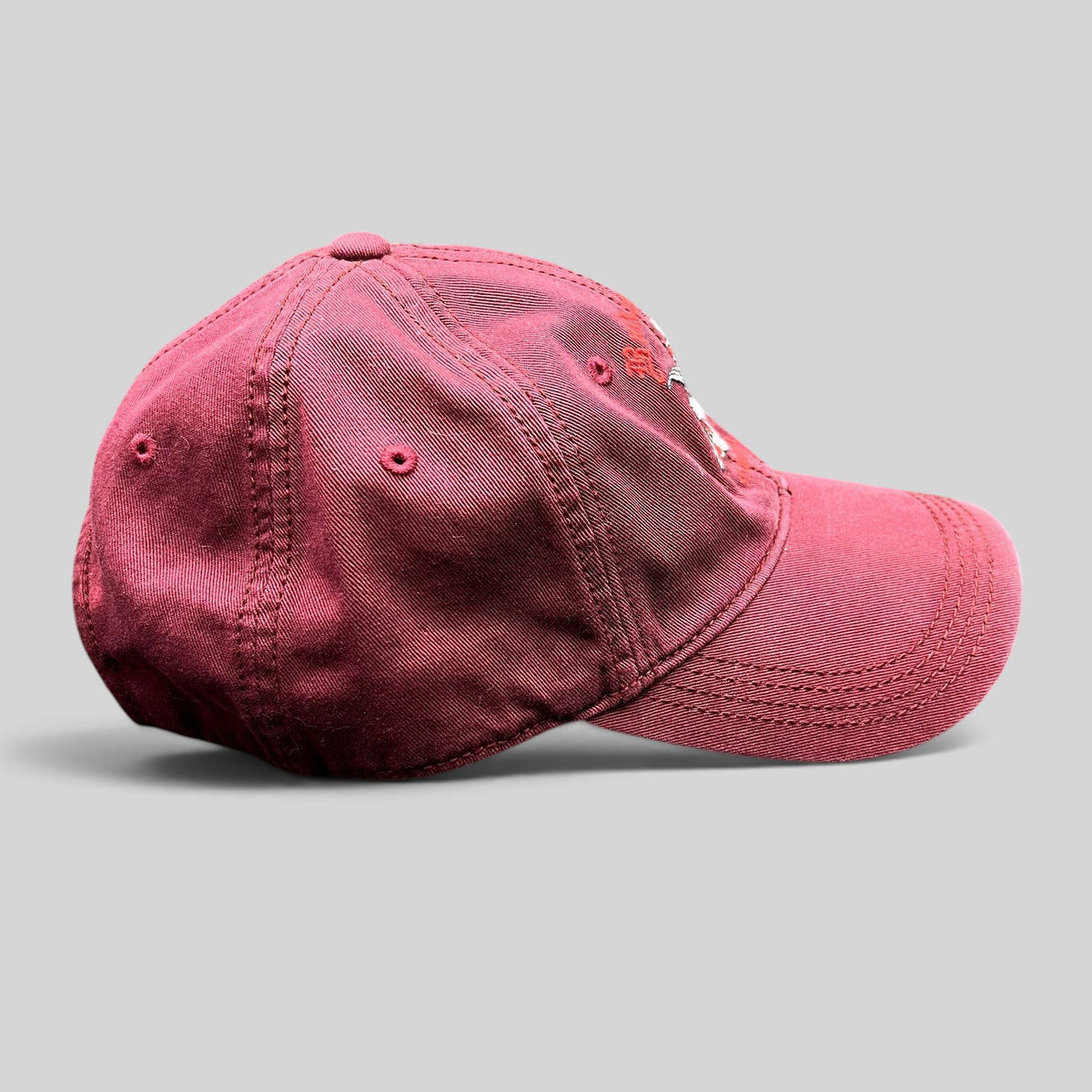 Raree Finds burgundy Lucky Brand x Budweiser cotton strapback dad hat with curved brim and embroidered logo