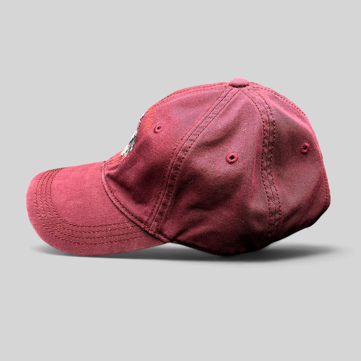 Raree Finds burgundy Lucky Brand x Budweiser cotton strapback dad hat with curved brim and embroidered logo