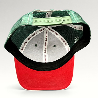 Raree Finds FIFA World Cup Qatar 2022 Cameroon trucker hat interior view showing mesh back and branded taping