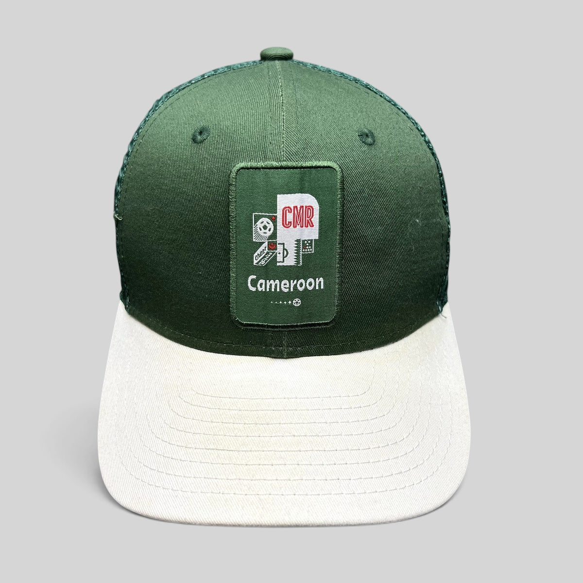 Raree Finds FIFA World Cup Qatar 2022 Cameroon CMR green and white snapback trucker hat with embroidered front patch