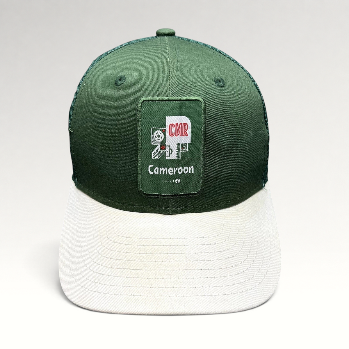 Raree Finds FIFA World Cup Qatar 2022 Cameroon CMR green and white snapback trucker hat with embroidered front patch