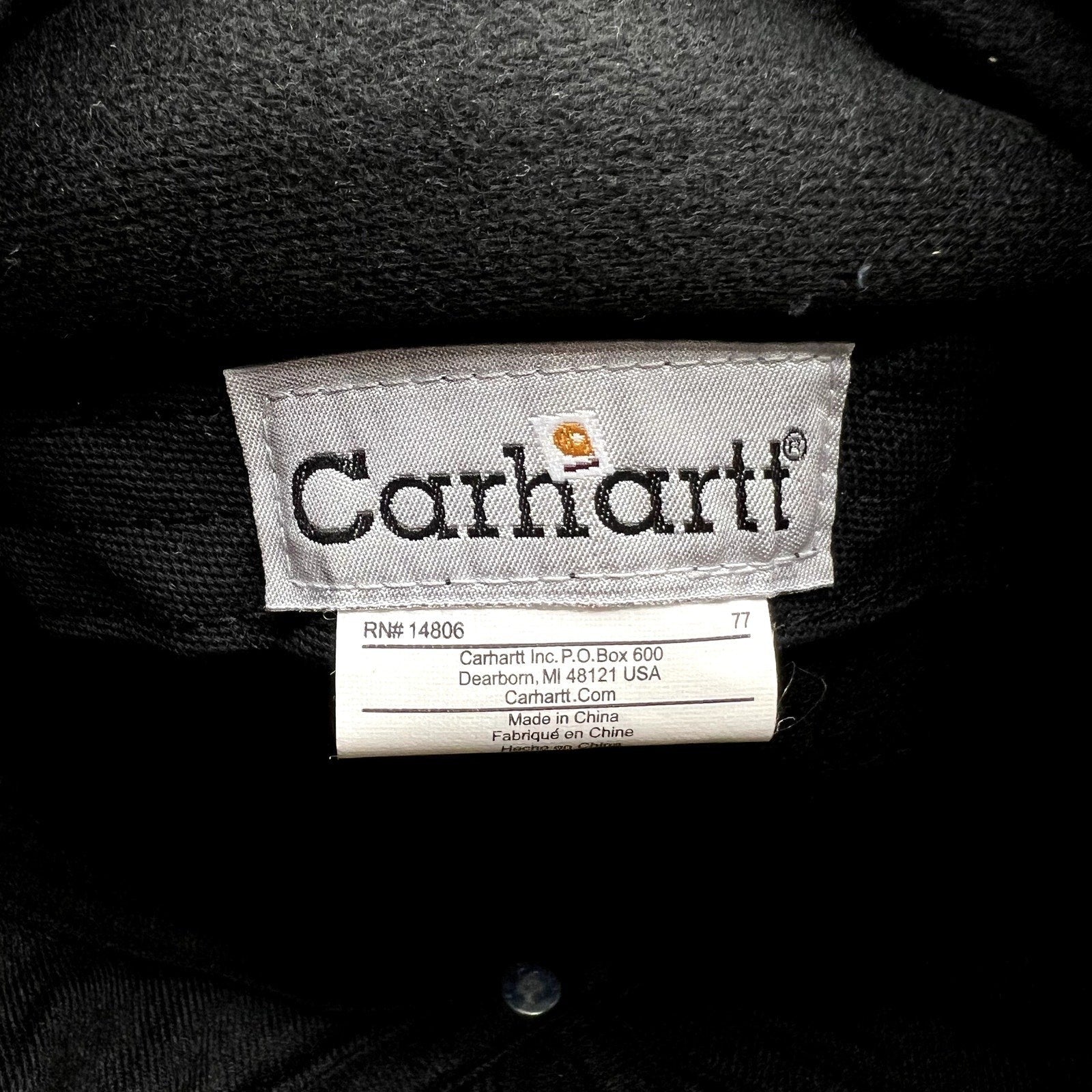 Raree Finds Carhartt black duck canvas workwear cap interior brand label and care tag