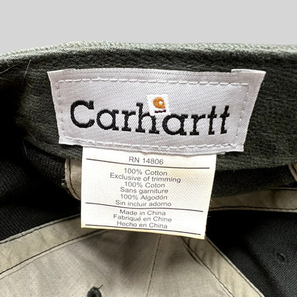 Raree Finds Carhartt cotton cap interior label showing 100% cotton material and branding details