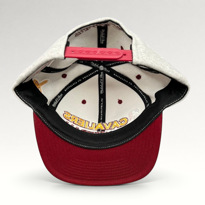 Raree Finds Mitchell & Ness Cleveland Cavaliers snapback hat interior view showing branding and red snap closure