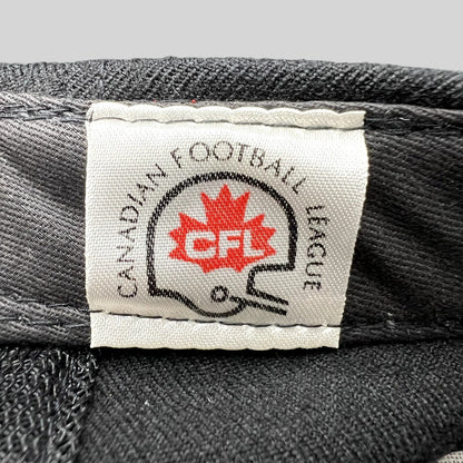 Raree Finds vintage Birmingham Barracudas CFL hat interior tag with Canadian Football League logo and helmet graphic