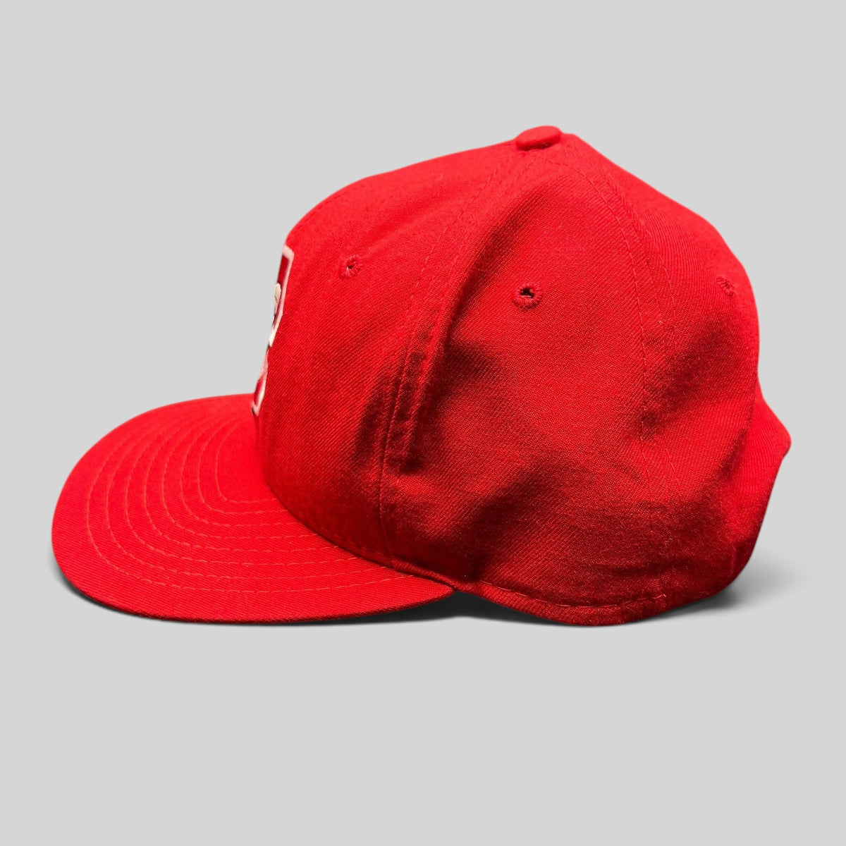 Raree Finds vintage New Era Chattanooga Lookouts red snapback hat with iconic eyes logo and grey underbill