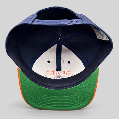 Raree Finds vintage Chicago Bears snapback hat interior view showing green undervisor and navy crown construction