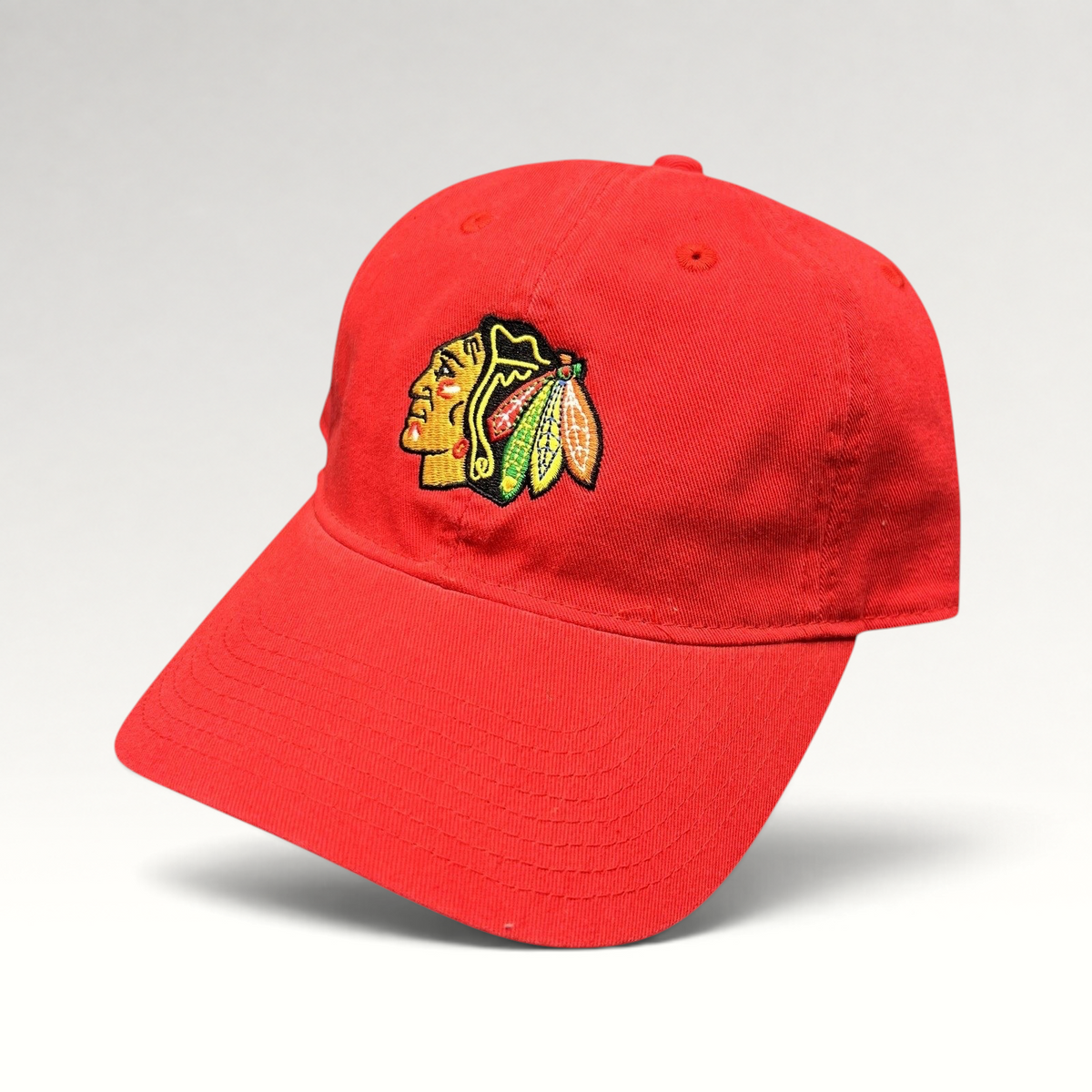Raree Finds red Chicago Blackhawks cotton strapback hat with embroidered team logo