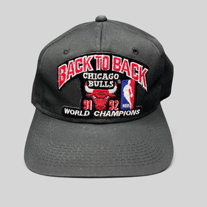 Raree Finds vintage 1992 Chicago Bulls back-to-back champions snapback hat with Stacey King signature and embroidery.