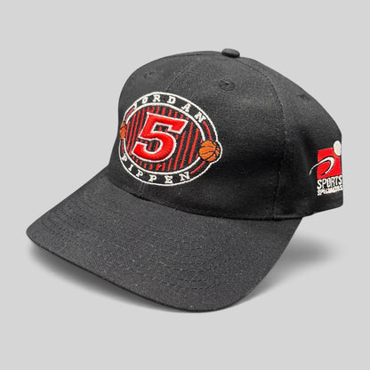 Raree Finds vintage Chicago Bulls 5th championship snapback hat by Sports Specialties in black with red embroidery.