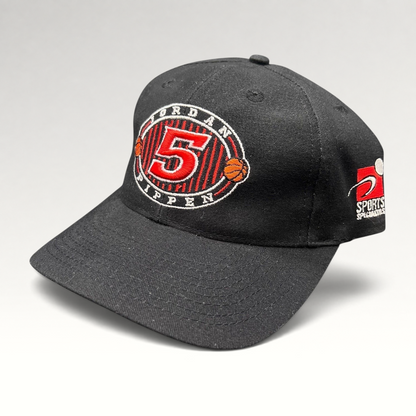 Raree Finds vintage Chicago Bulls 5th championship snapback hat by Sports Specialties in black with red embroidery.