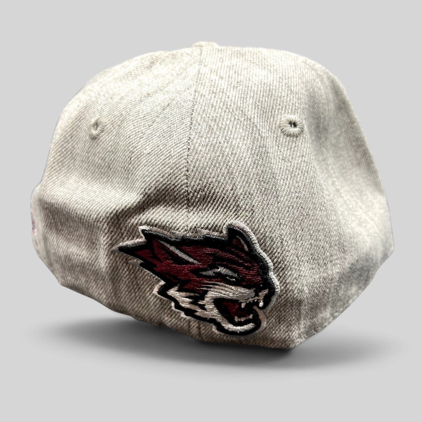 Raree Finds Chico State Wildcats fitted hat in heather gray with maroon embroidered logo on the back