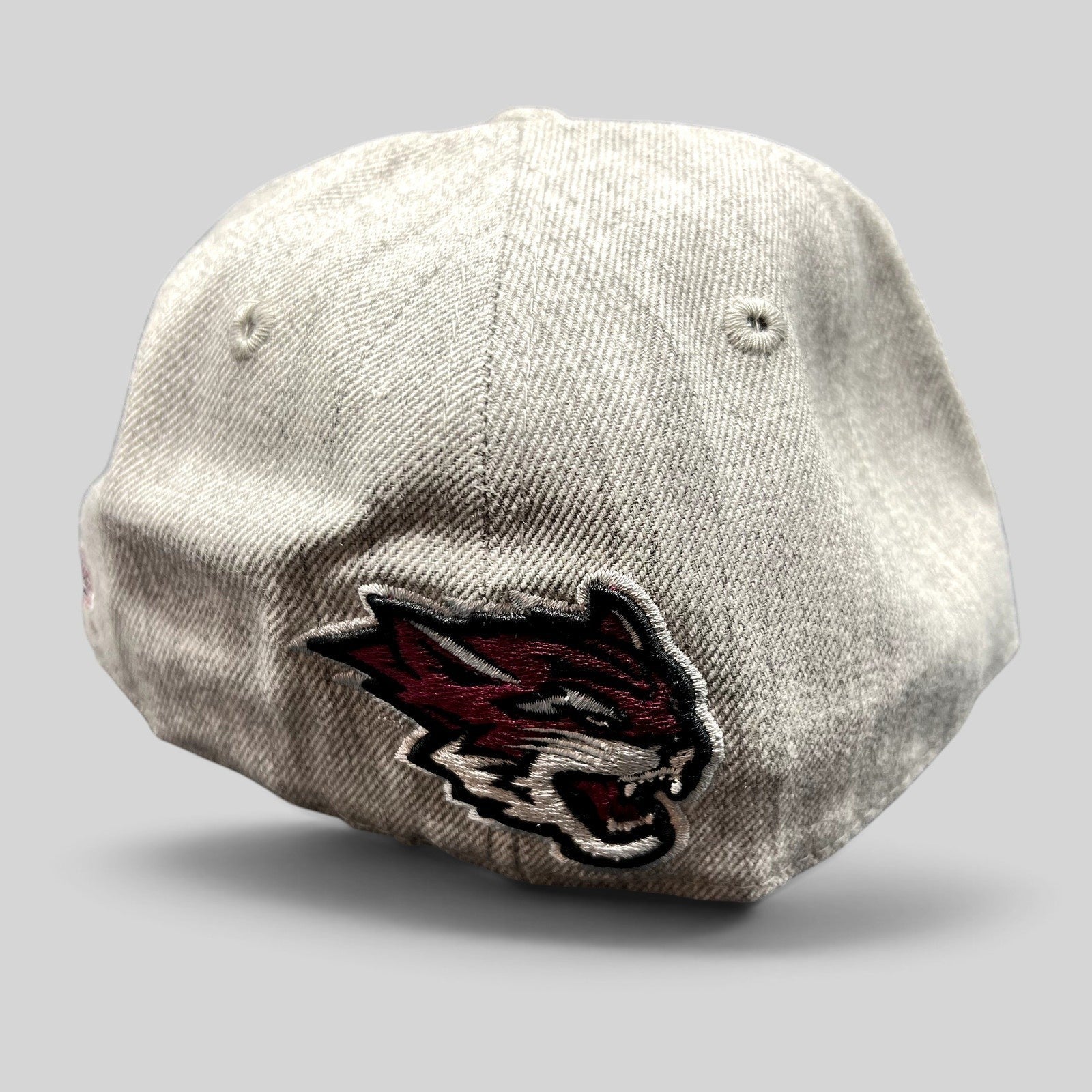 Raree Finds Chico State Wildcats fitted hat in heather gray with maroon embroidered logo on the back