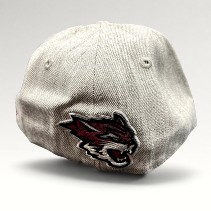 Raree Finds Chico State Wildcats fitted hat in heather gray with maroon embroidered logo on the back