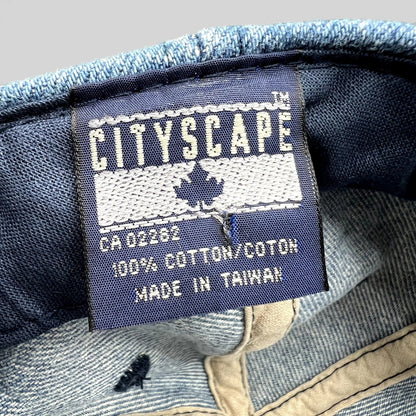 Raree Finds vintage Cityscape hat interior label showing 100 percent cotton material and made in Taiwan text