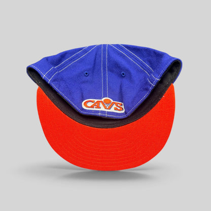Raree Finds vintage New Era 59FIFTY Cleveland Cavaliers fitted hat with royal blue crown and bright orange brim