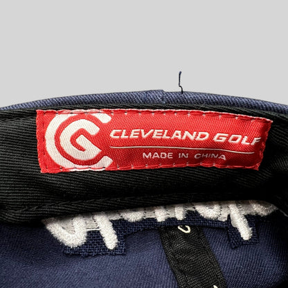 Raree Finds navy blue Cleveland Golf hat interior red brand label with white logo and text